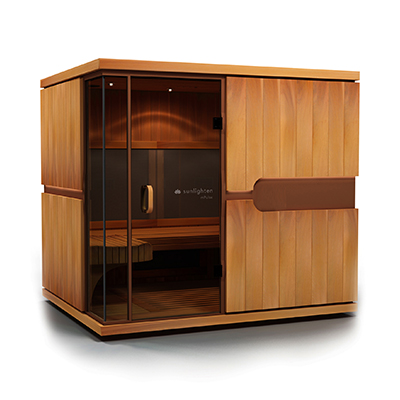 Cabine sauna Infrarouge Grand Confort sur fond blanc.